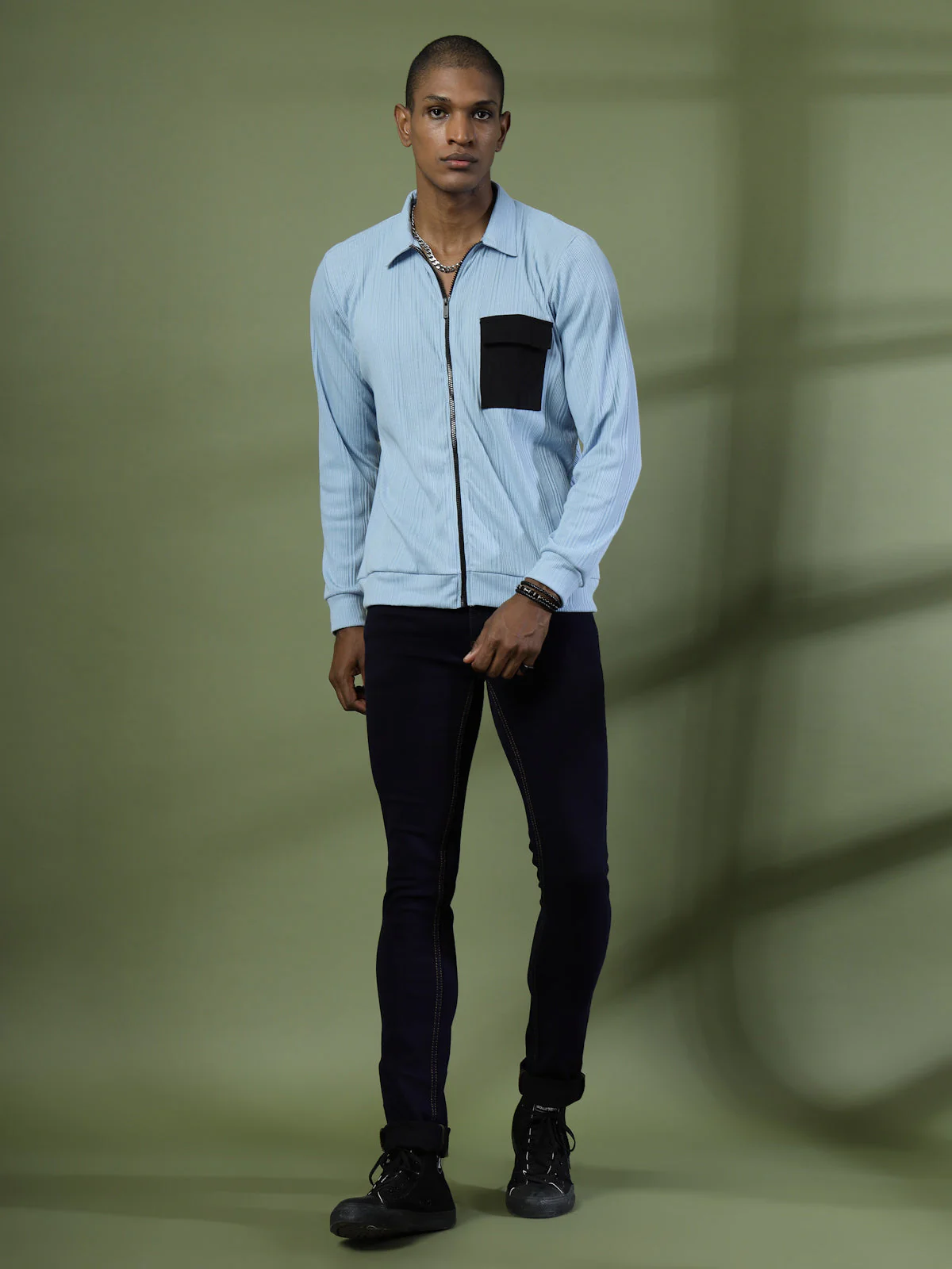 Men Cotton Fabric Rib Relaxed Fit T-Shirt - Image 2