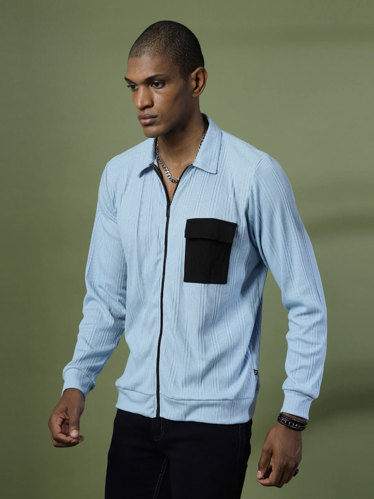 Men Cotton Fabric Rib Relaxed Fit T-Shirt - Image 3