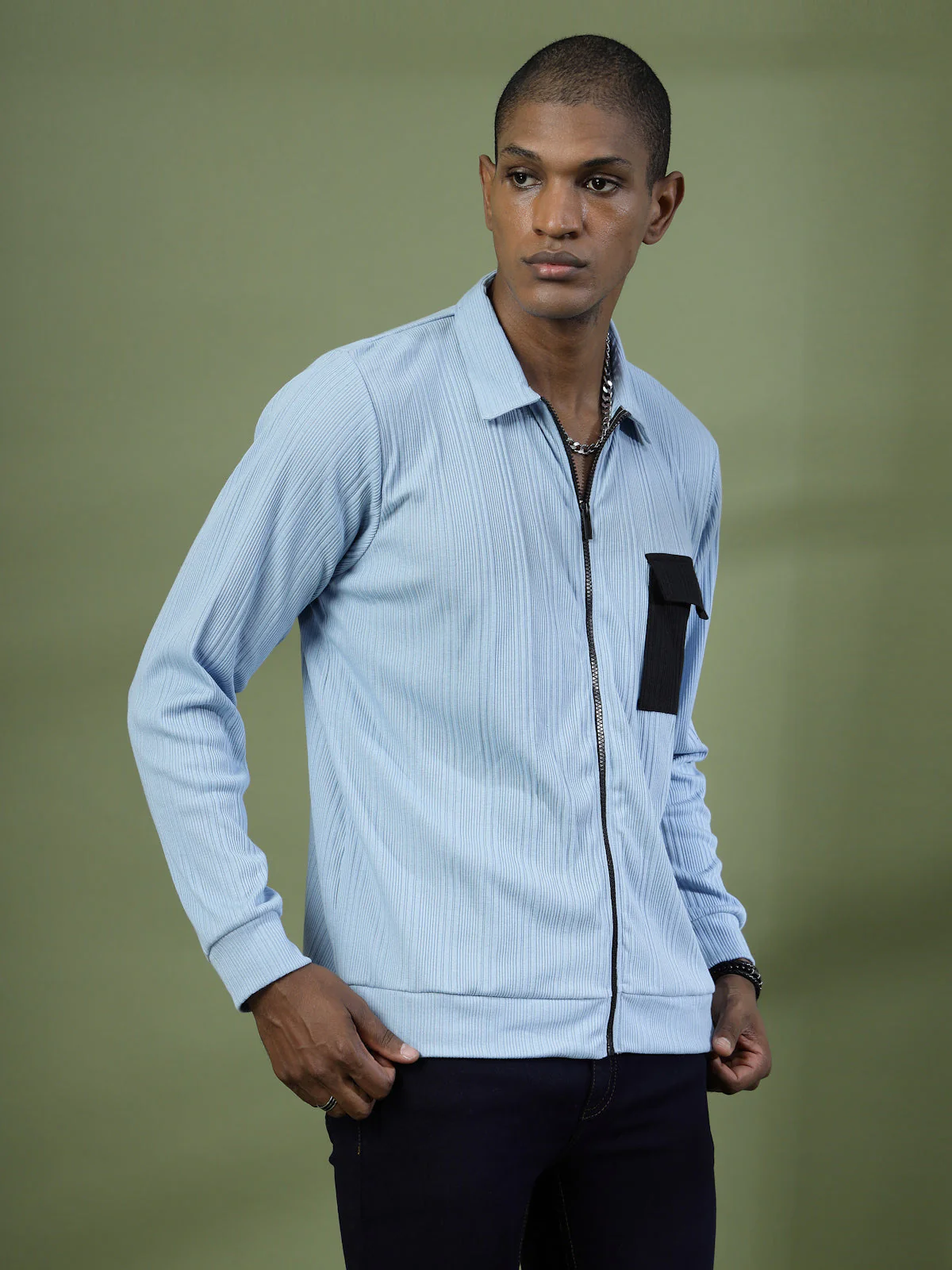 Men Cotton Fabric Rib Relaxed Fit T-Shirt - Image 4