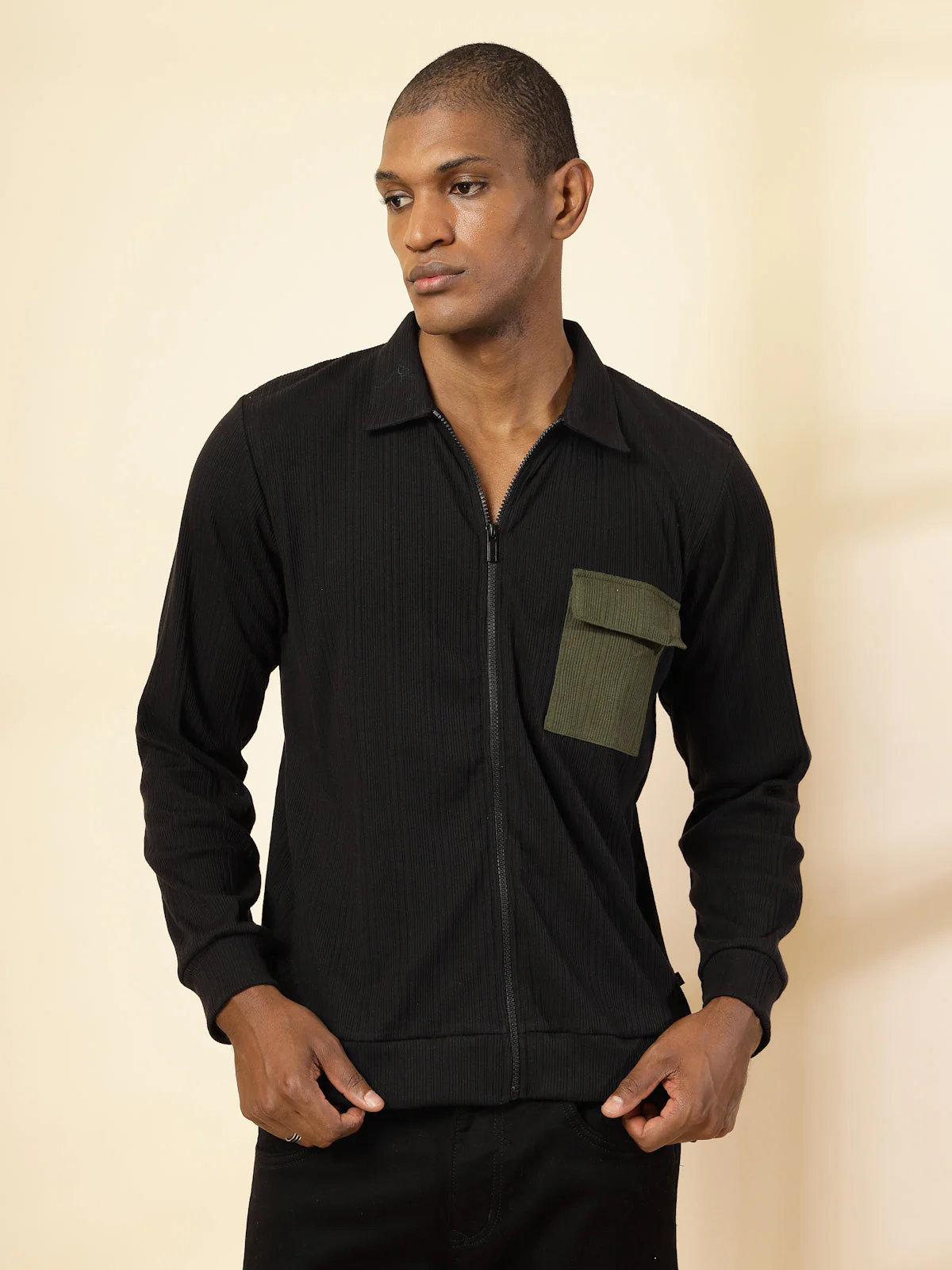 Men Cotton Fabric Rib Relaxed Fit T-Shirt - Image 2
