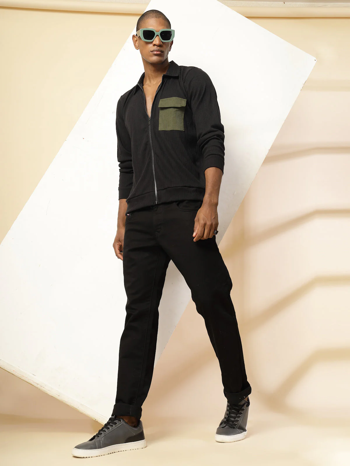Men Cotton Fabric Rib Relaxed Fit T-Shirt - Image 3