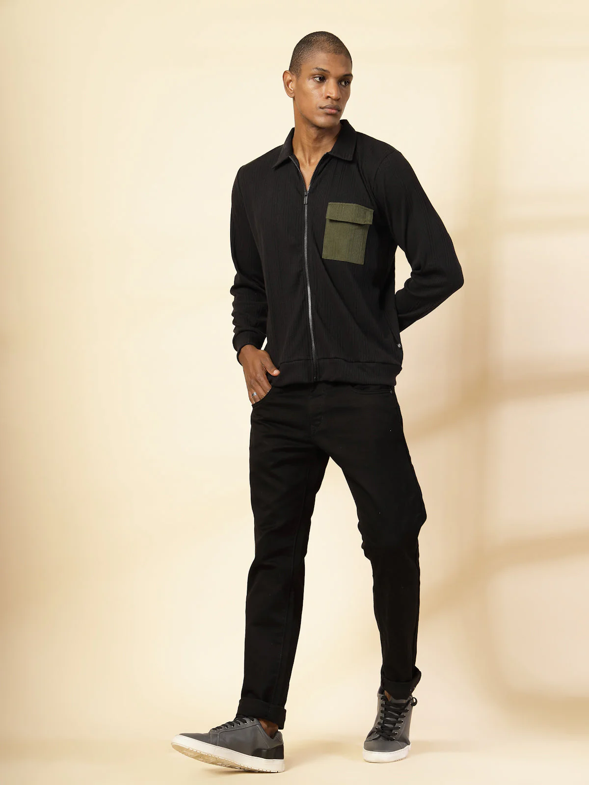 Men Cotton Fabric Rib Relaxed Fit T-Shirt - Image 4