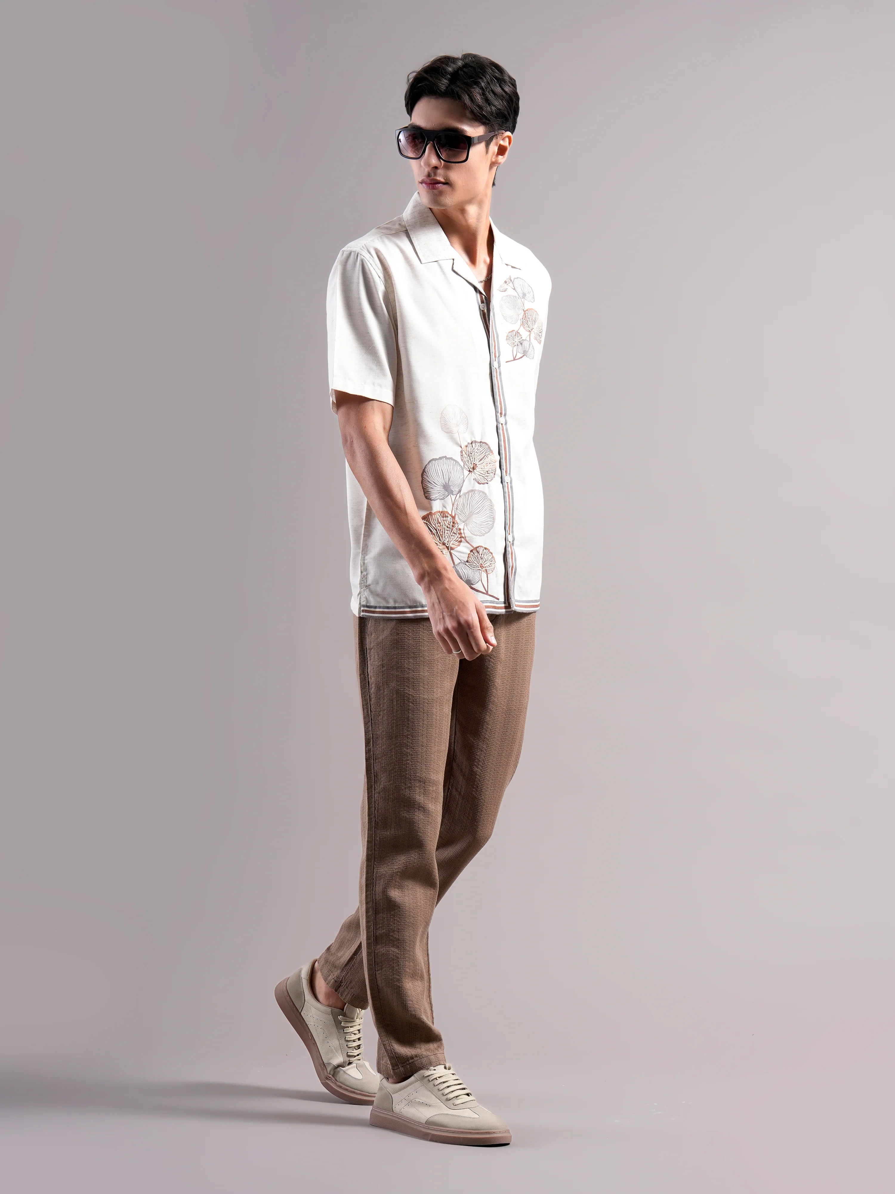 Men Cotton Self Design Trousers - Image 8