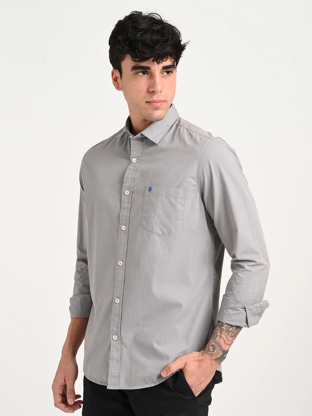 Men Cotton Shirt with Chest Pocket - Image 5