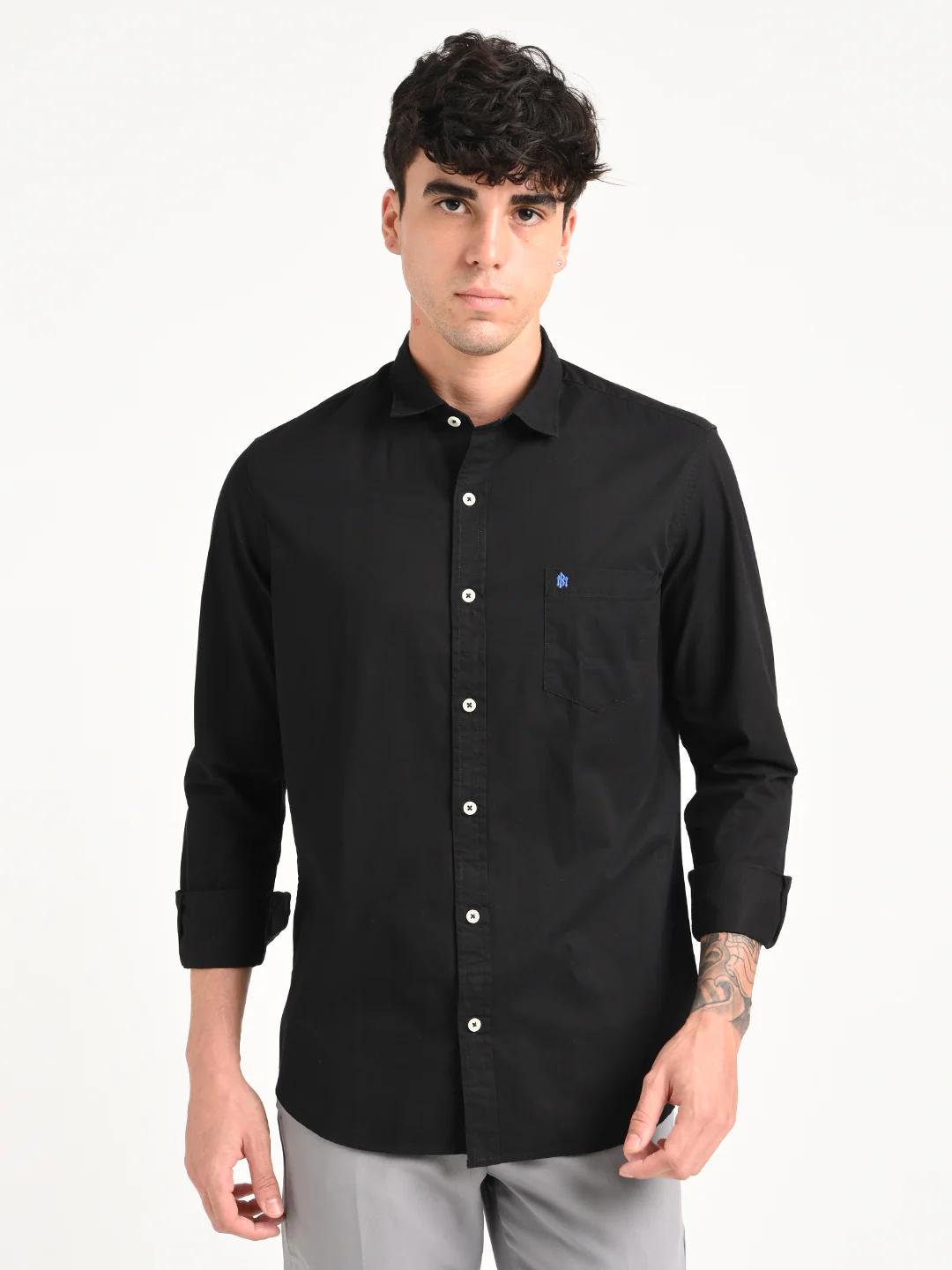 Men Cotton Shirt with Chest Pocket - Image 4