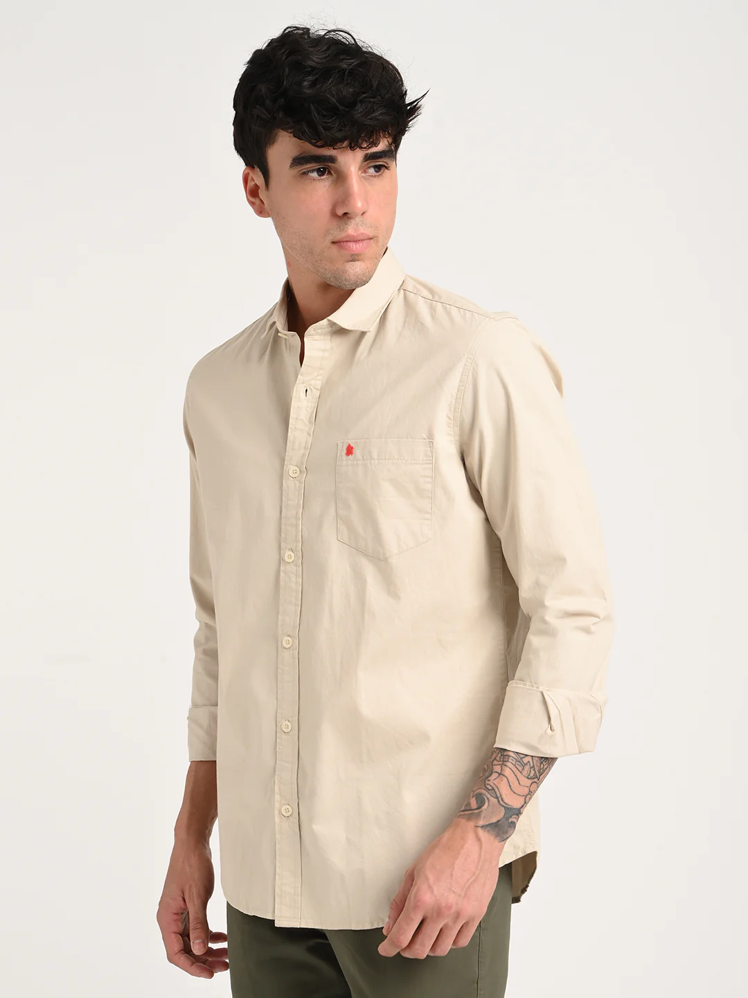 Men Cotton Shirt with Chest Pocket - Image 4