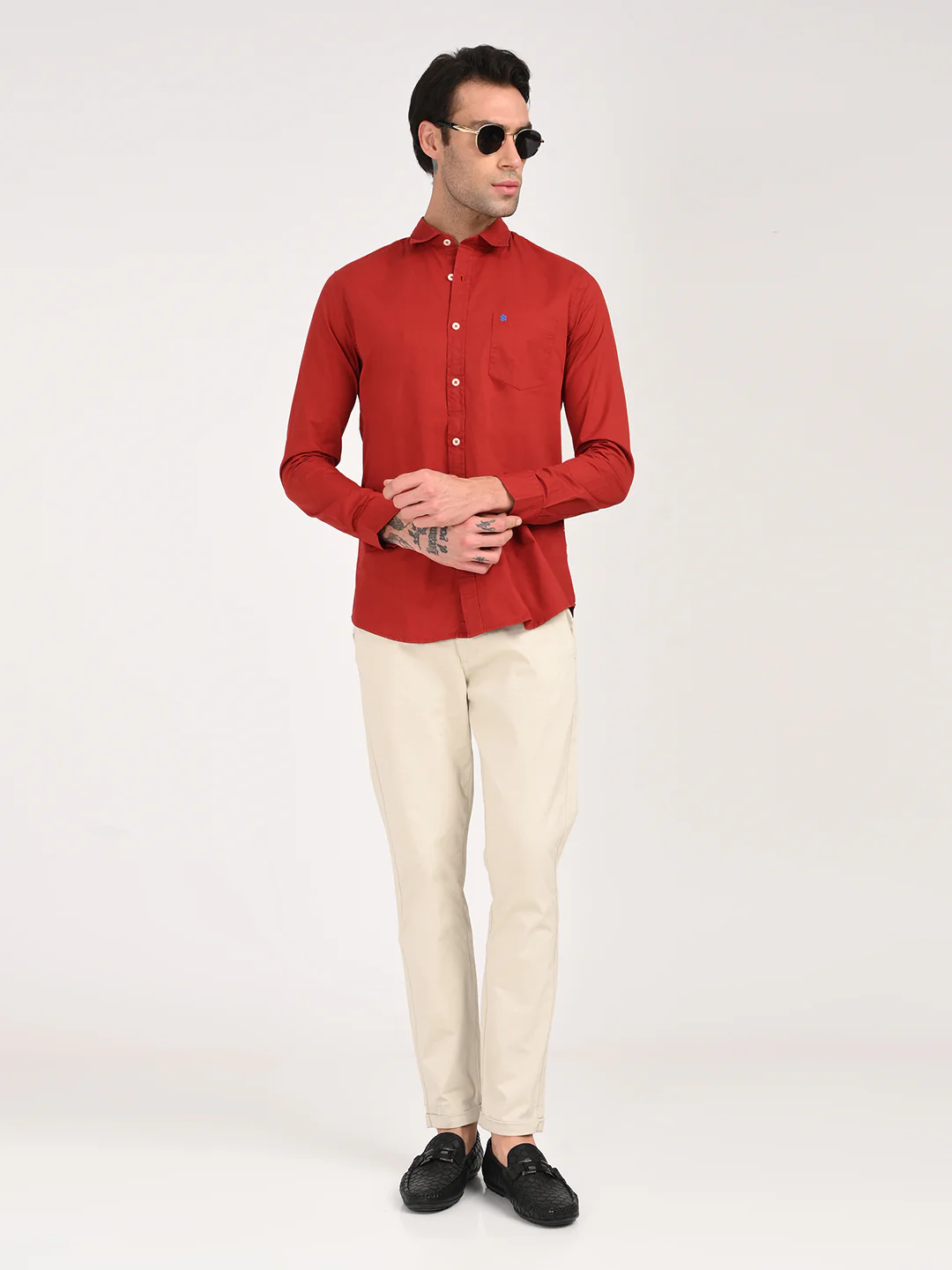 Men Cotton Shirt with Chest Pocket - Image 3