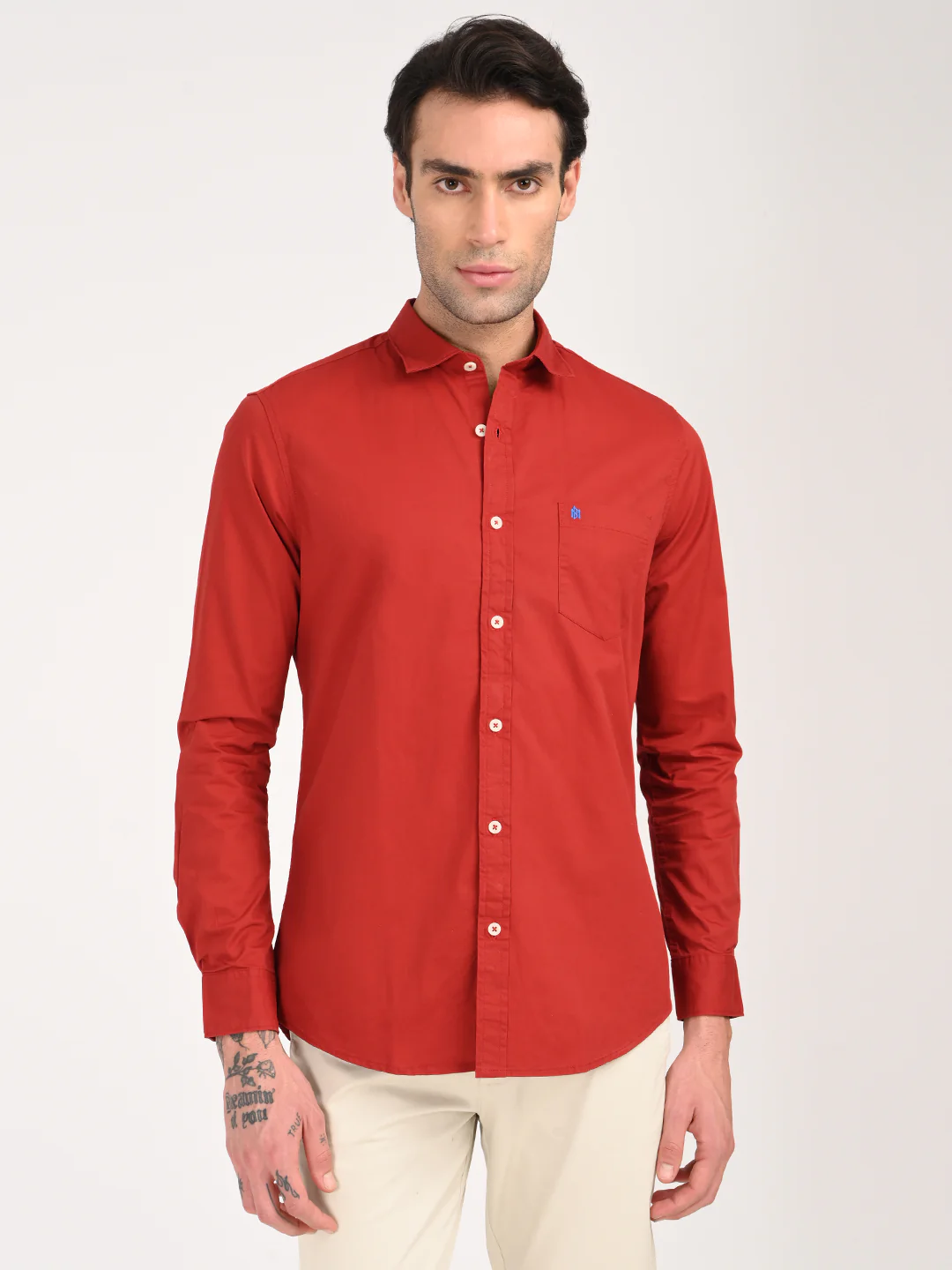 Men Cotton Shirt with Chest Pocket - Image 4