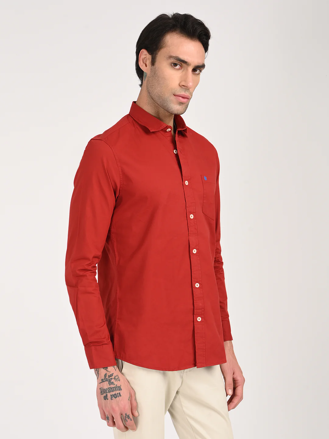 Men Cotton Shirt with Chest Pocket - Image 5