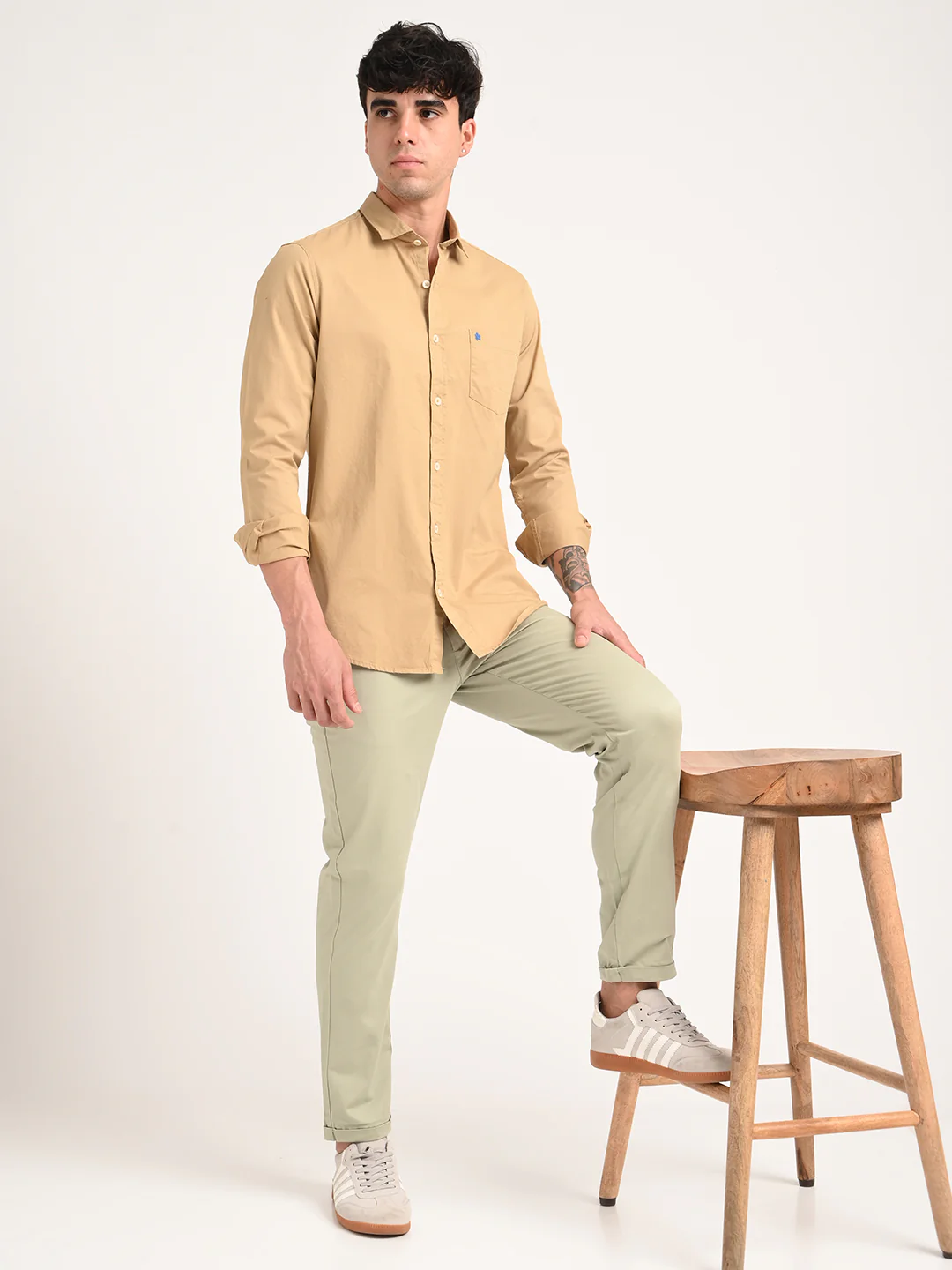 Men Cotton Shirt with Chest Pocket - Image 3