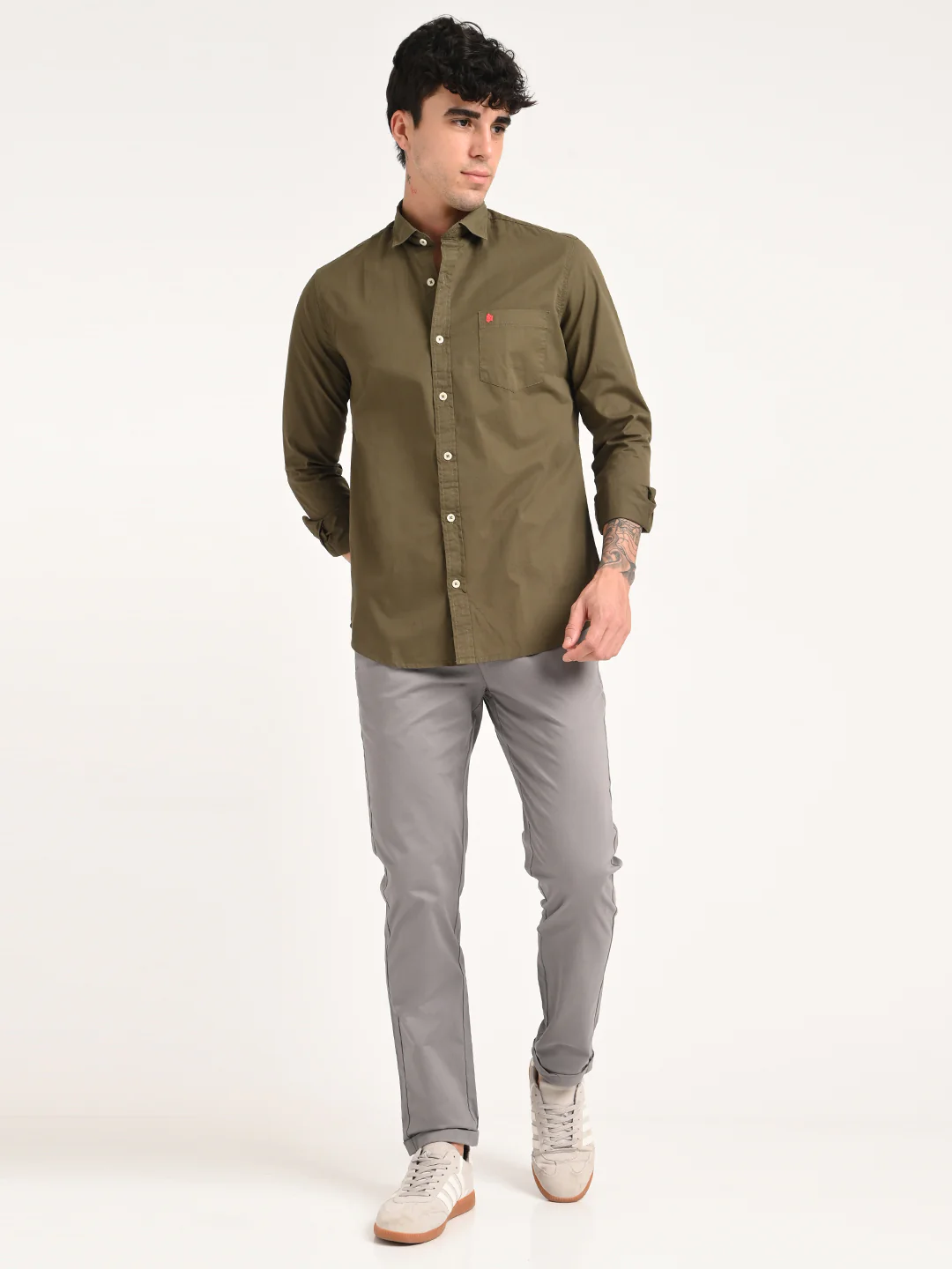 Men Cotton Shirt with Chest Pocket - Image 3