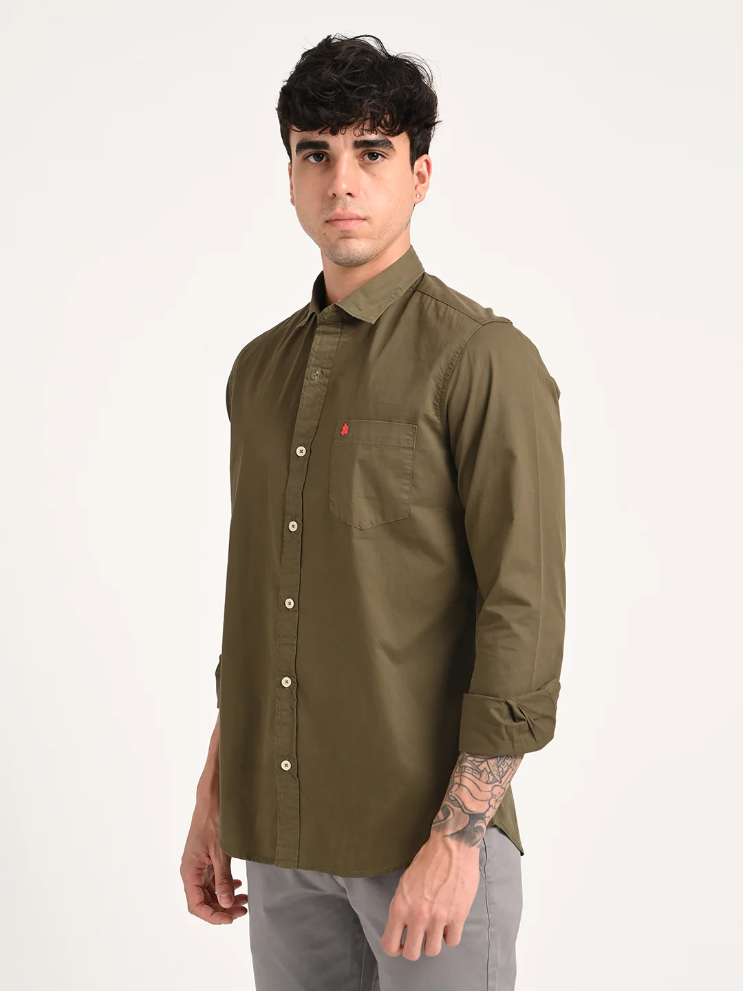 Men Cotton Shirt with Chest Pocket - Image 4