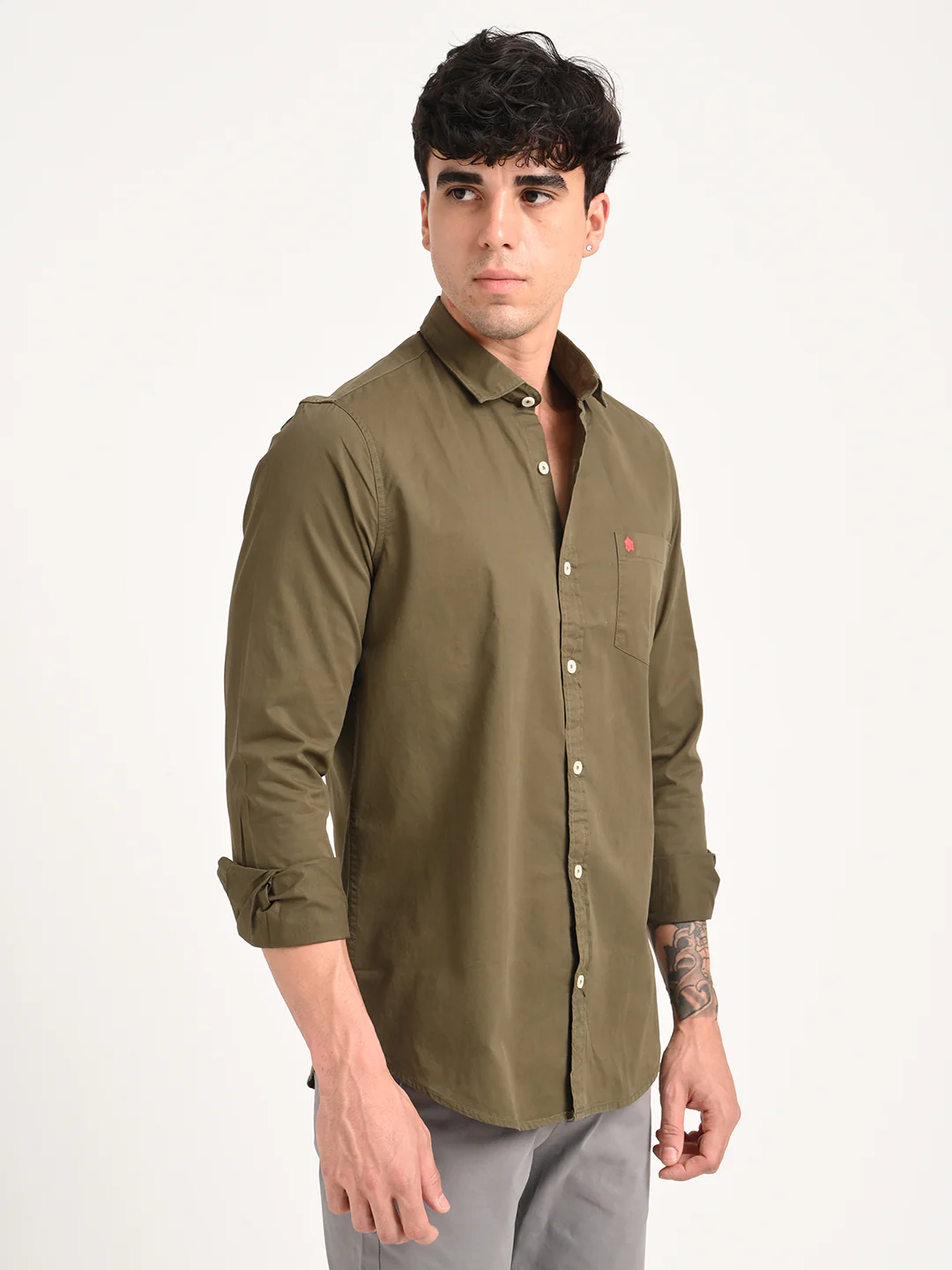 Men Cotton Shirt with Chest Pocket - Image 5