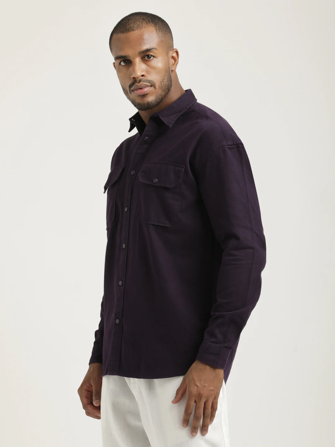 Men Cotton Shirt with Double Pockets - Image 6