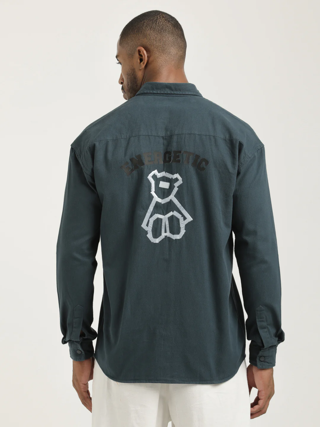 Men Cotton Shirt with Double Pockets - Image 3