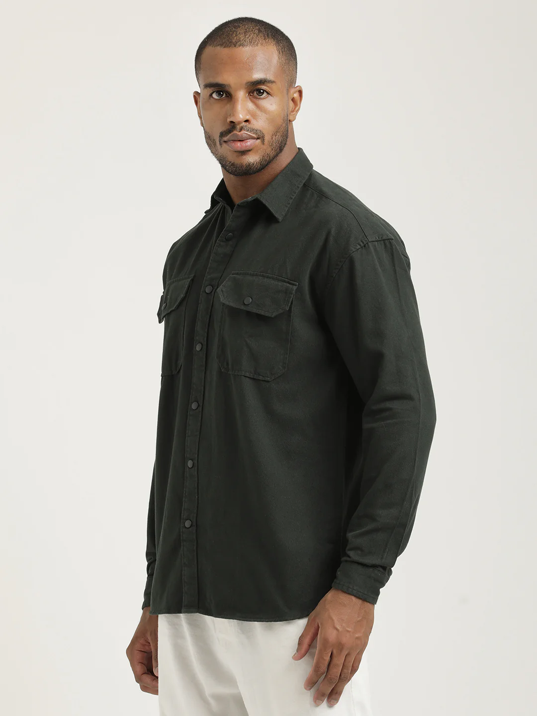 Men Cotton Shirt with Double Pockets - Image 4