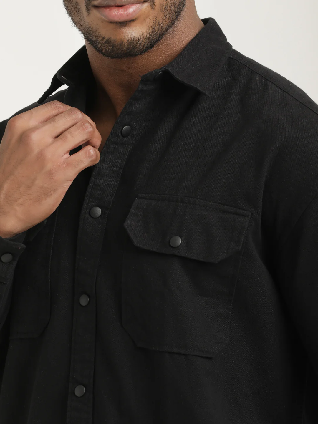 Men Cotton Shirt with Double Pockets - Image 6