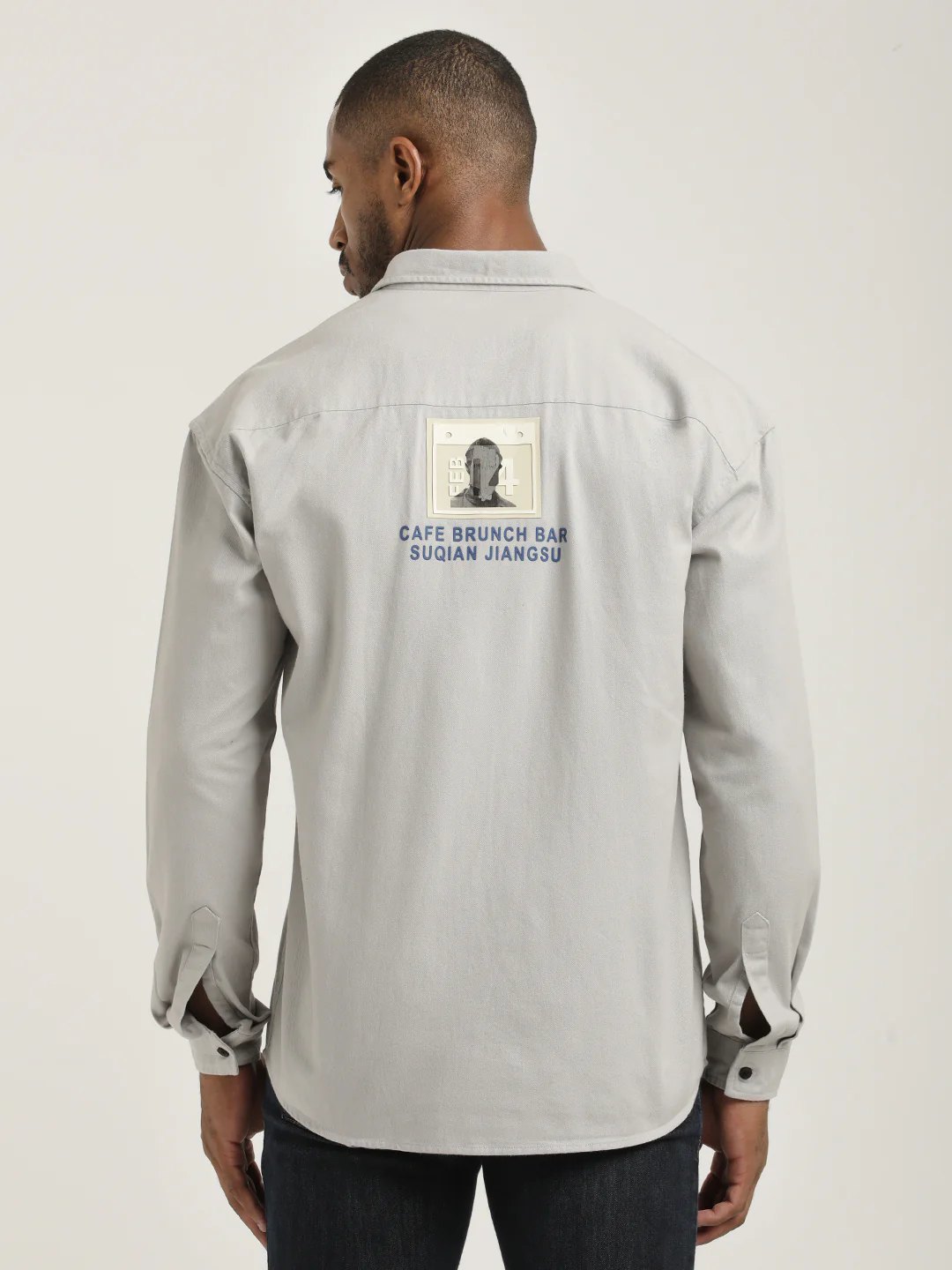 Men Cotton Shirt with Graphic Stickers - Image 3