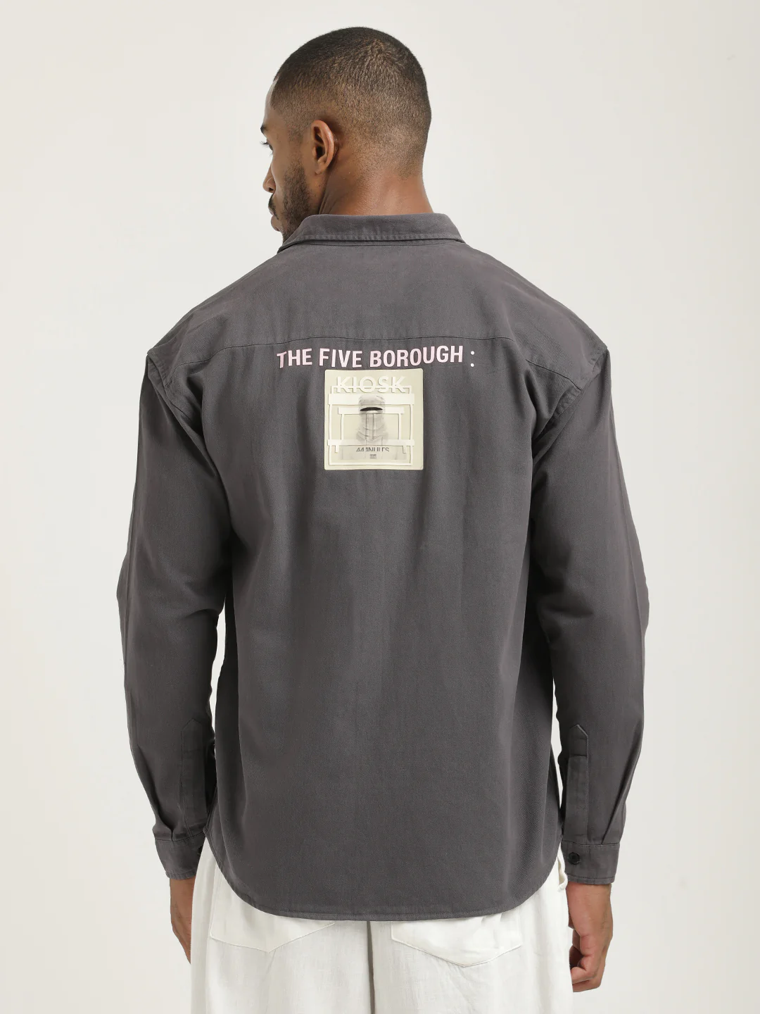 Men Cotton Shirt with Graphic Stickers - Image 3