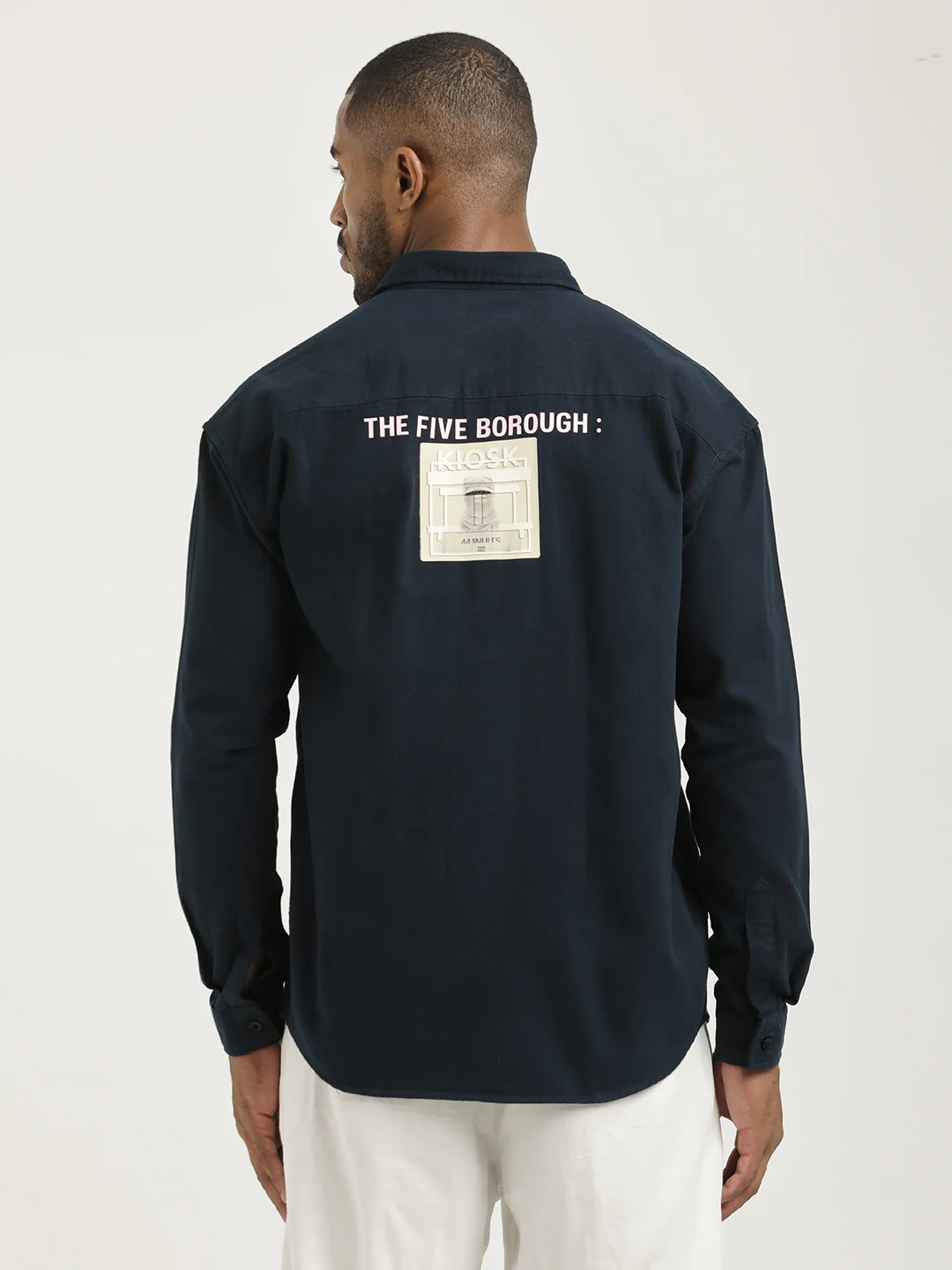 Men Cotton Shirt with Graphic Stickers - Image 3