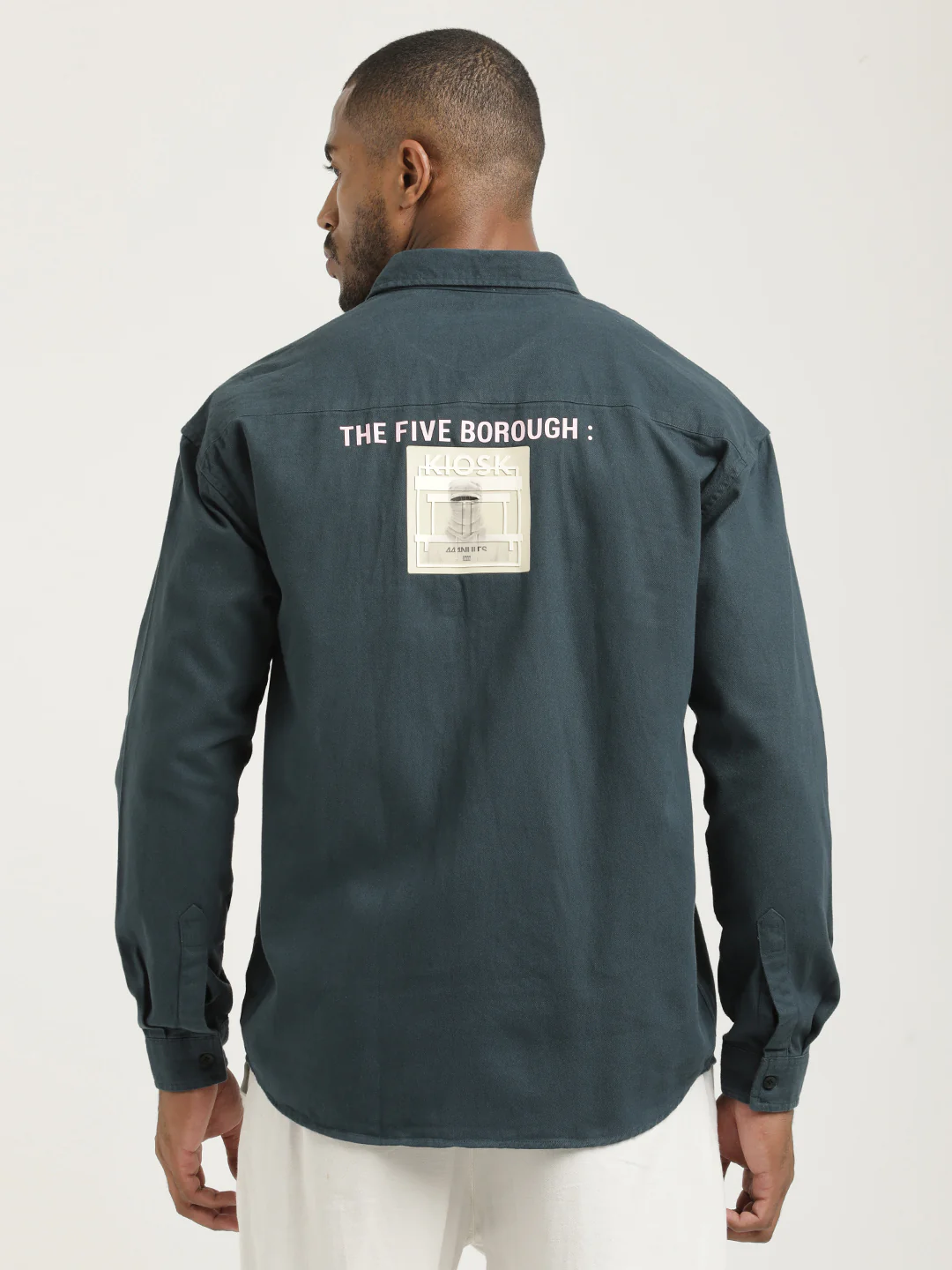 Men Cotton Shirt with Graphic Stickers - Image 6