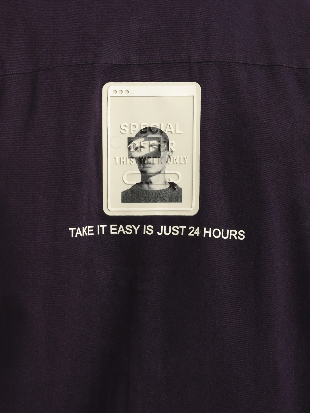 Men Cotton Shirt with Graphic Stickers - Image 5