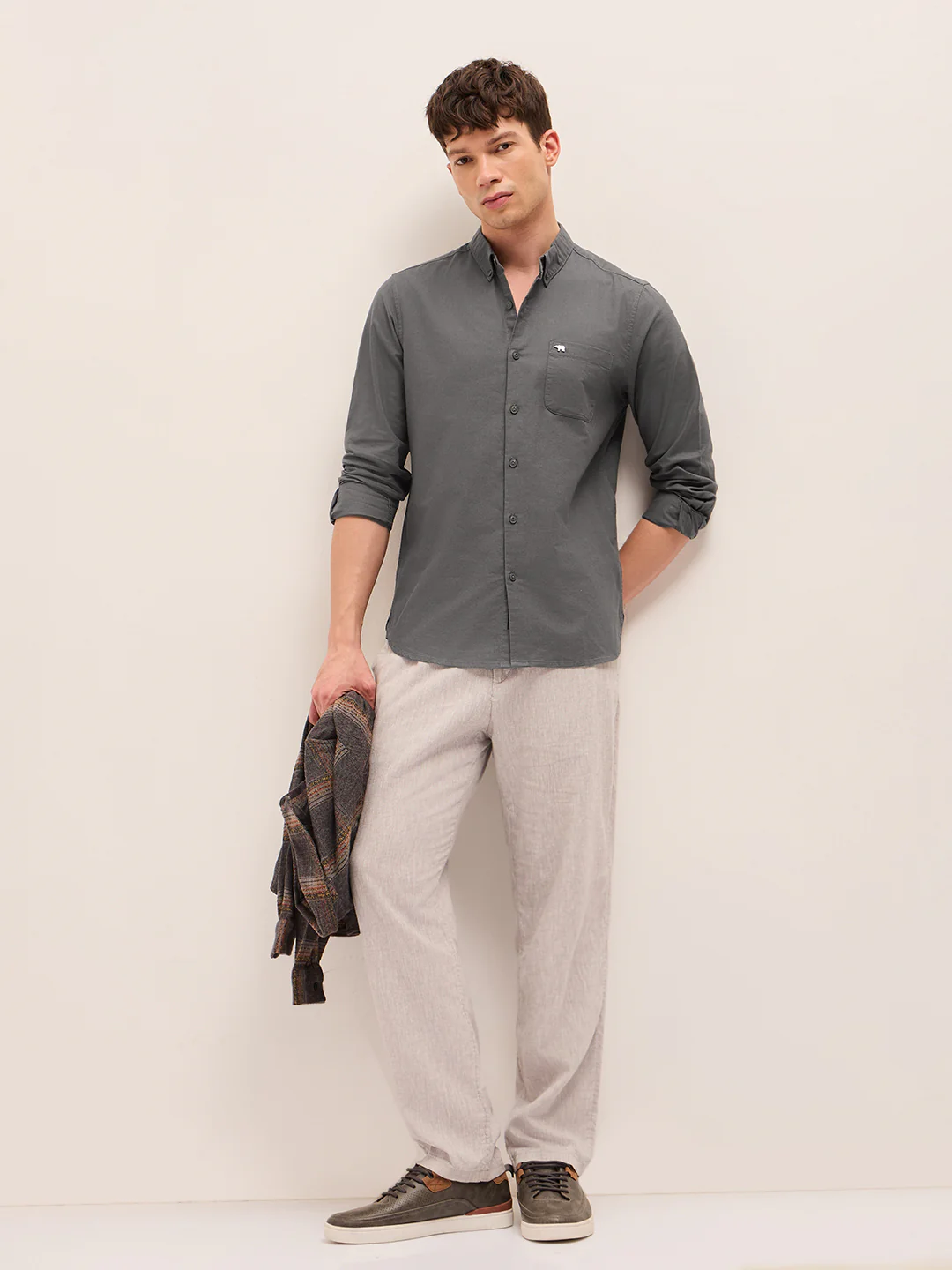Men Cotton Solid Casual Shirt - Image 4