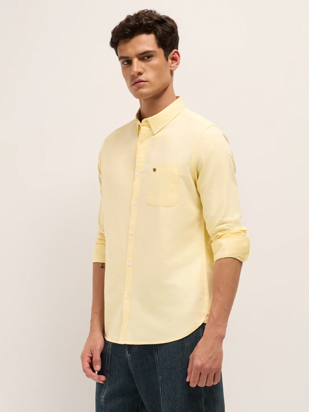 Men Cotton Solid Casual Shirt - Image 3