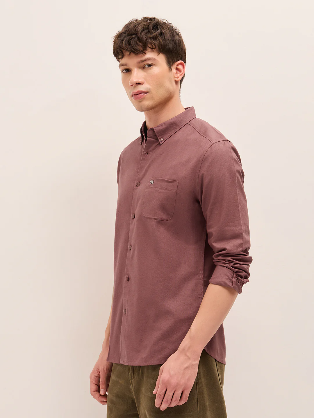 Men Cotton Solid Casual Shirt - Image 3