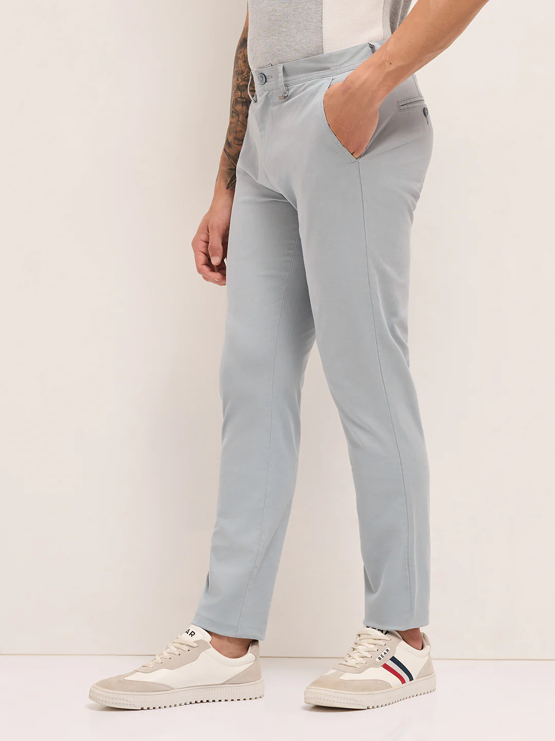 Men Cotton Solid Casual Trouser - Image 3