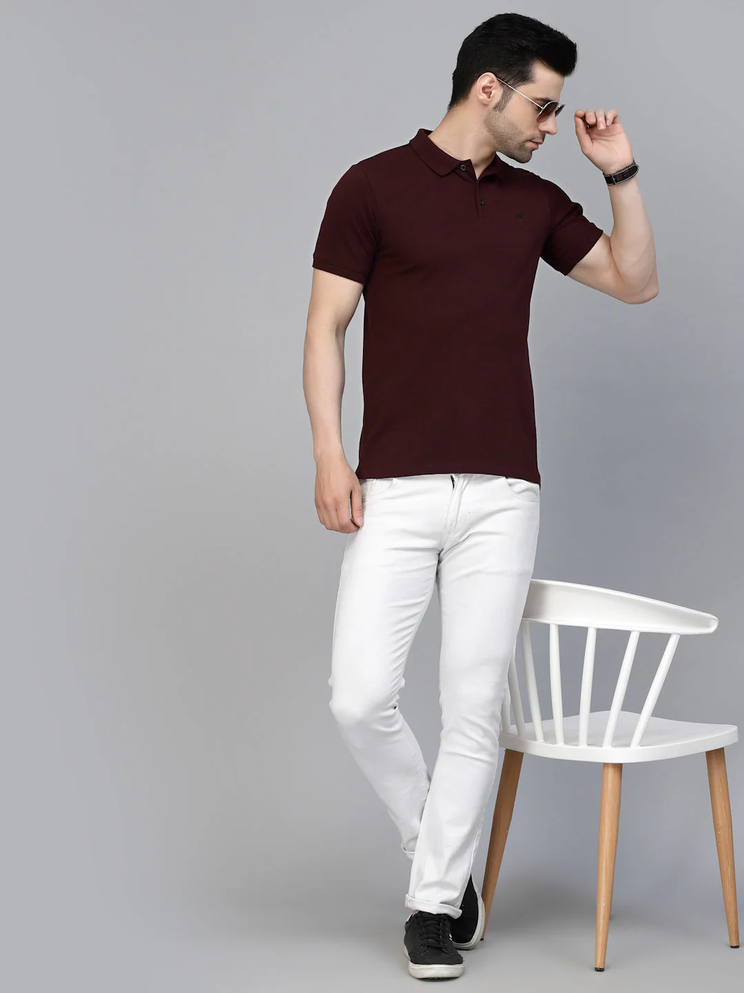 Men Cotton Fabric Solid Half Sleeves Polo T-Shirt - Image 3