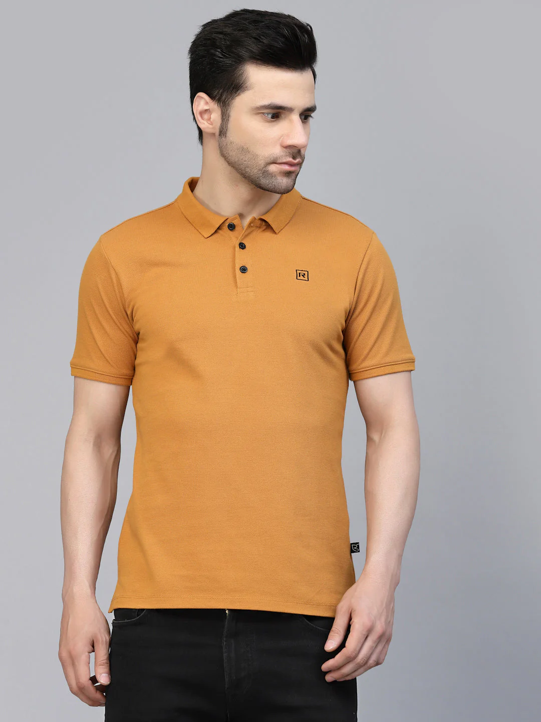 Men Cotton Fabric Solid Half Sleeves Polo T-Shirt - Image 3