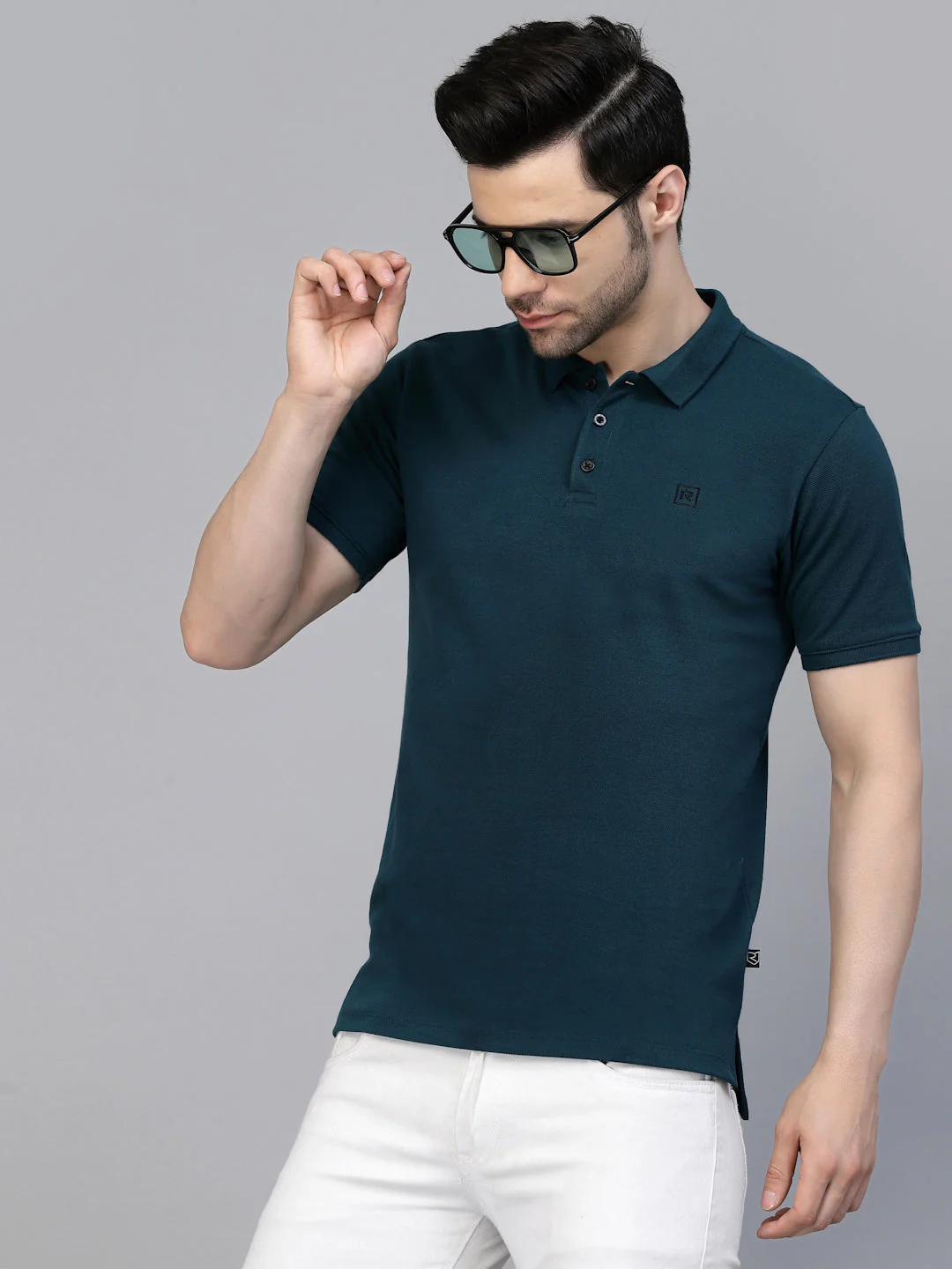 Men Cotton Fabric Solid Half Sleeves Polo T-Shirt - Image 4