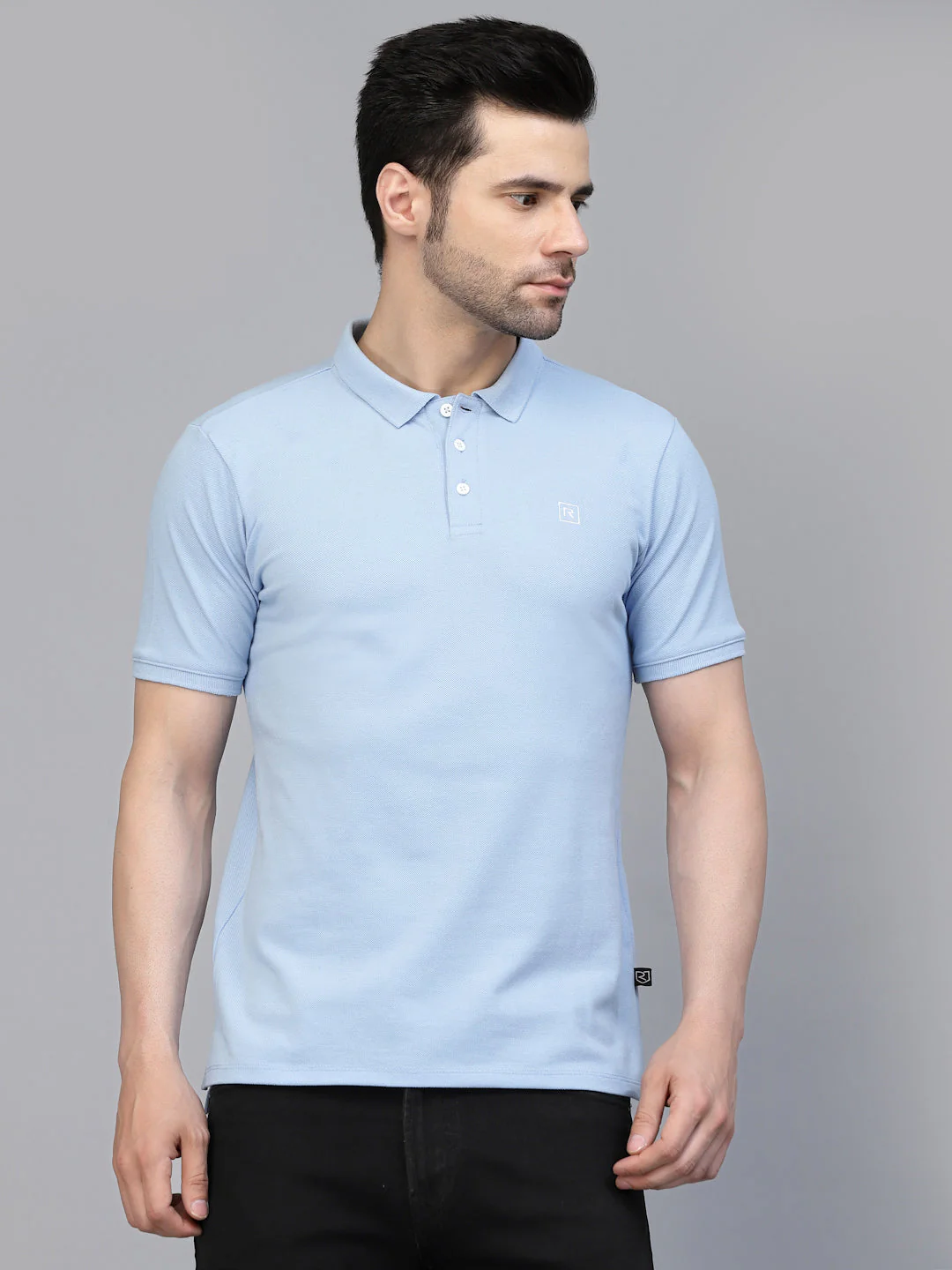 Men Cotton Fabric Solid Half Sleeves Polo T-Shirt - Image 3