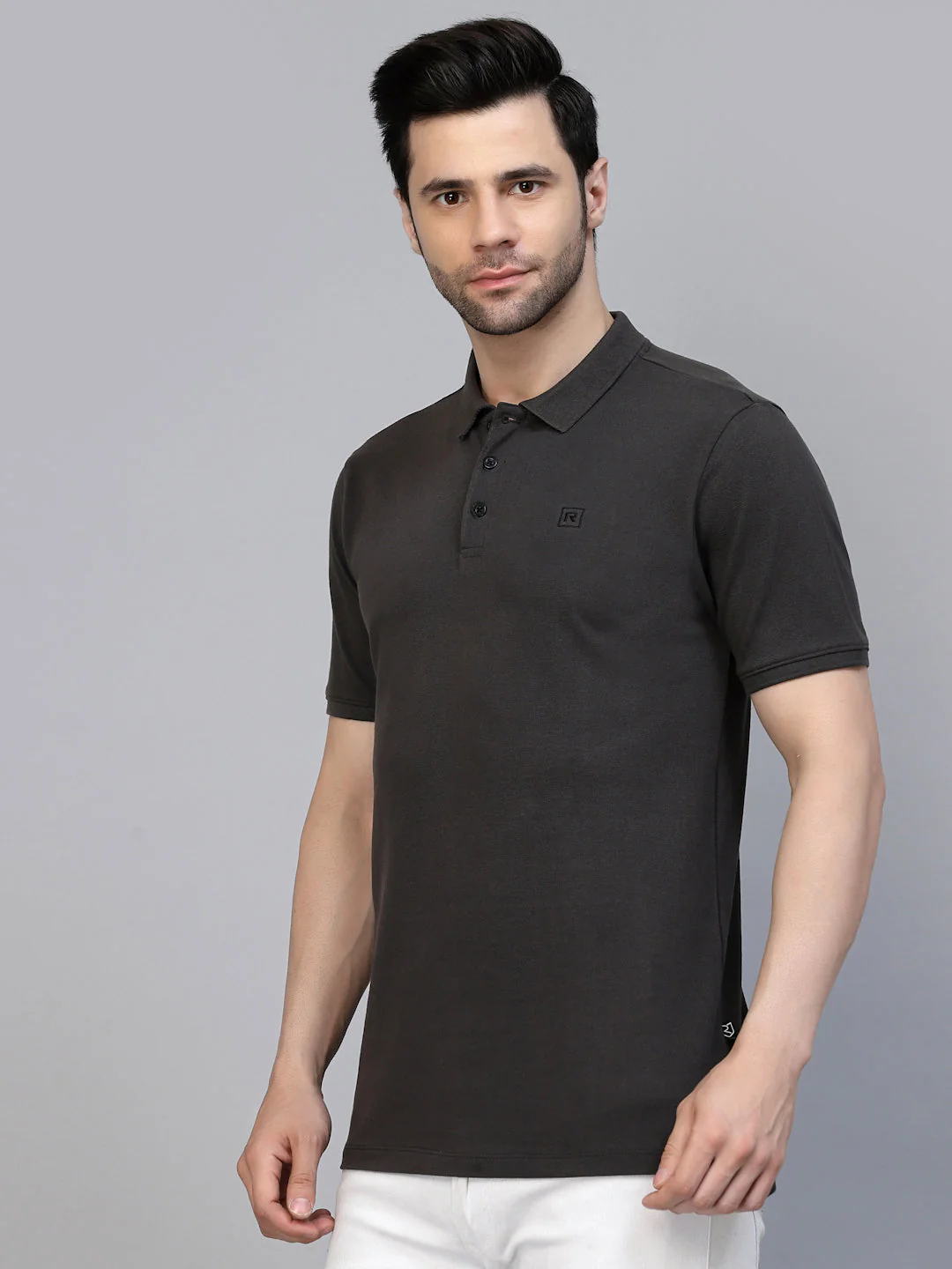 Men Cotton Fabric Solid Half Sleeves Polo T-Shirt - Image 3