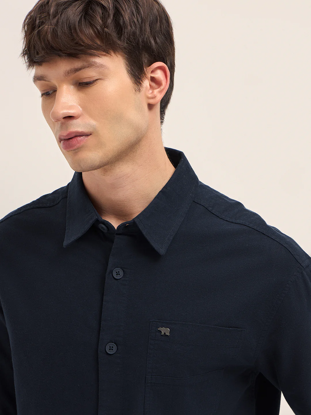 Men Cotton Solid Overshirt - Image 5