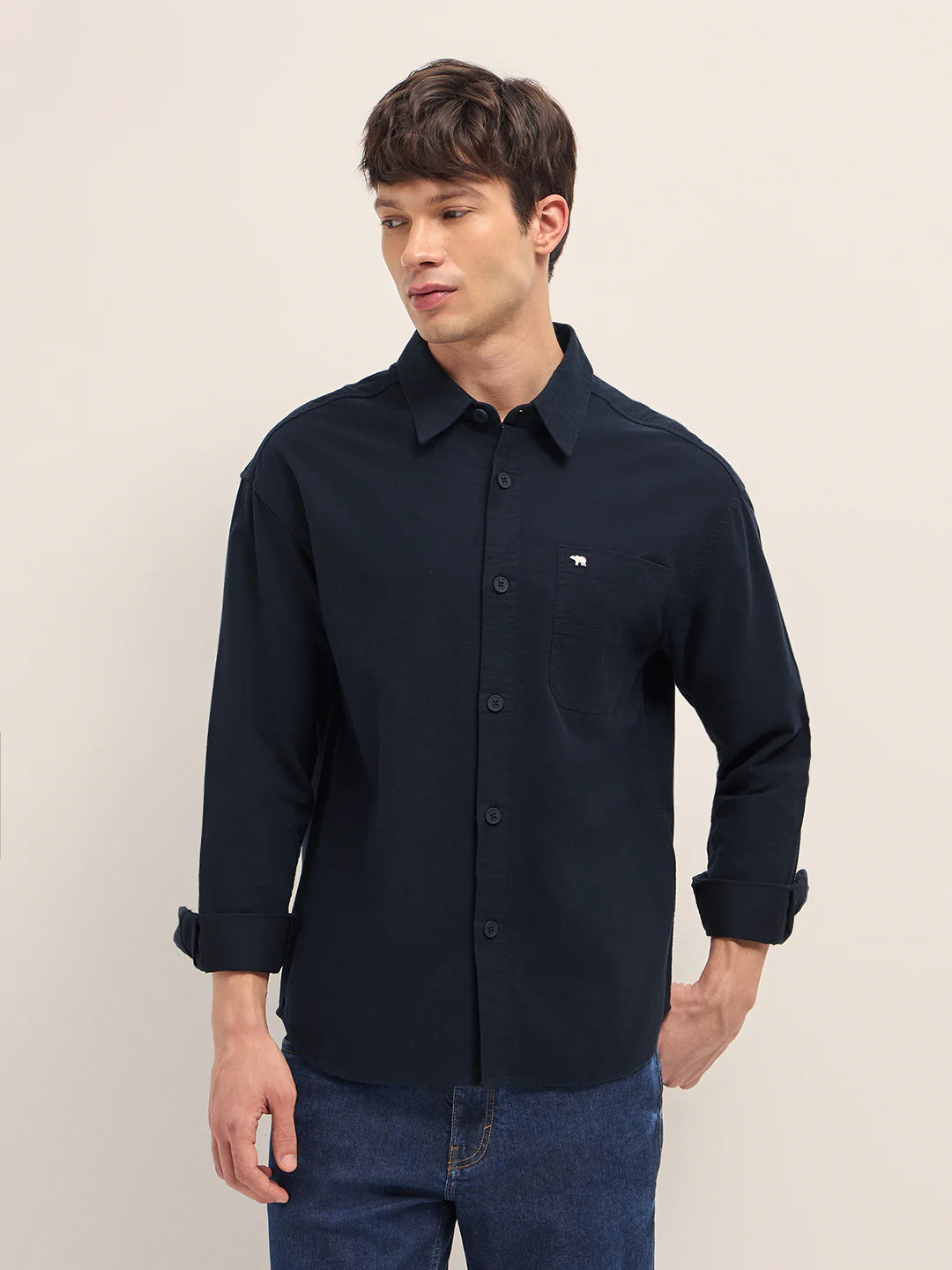 Men Cotton Solid Overshirt - Image 6