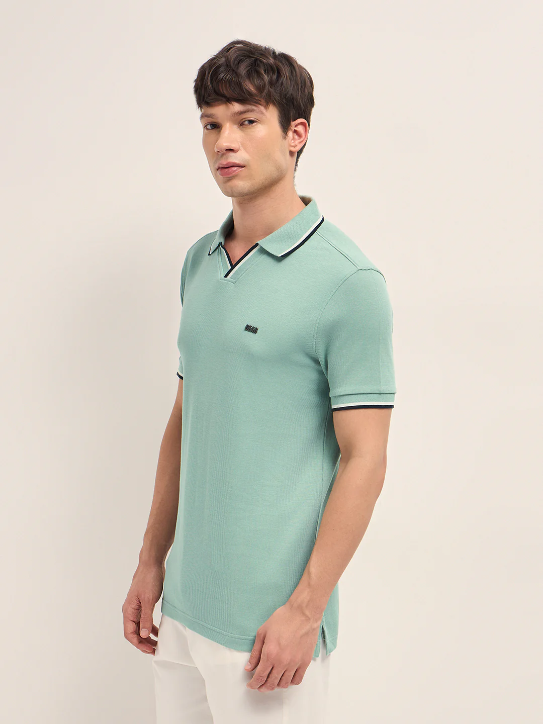 Men Cotton Solid Polo T-Shirt - Image 3