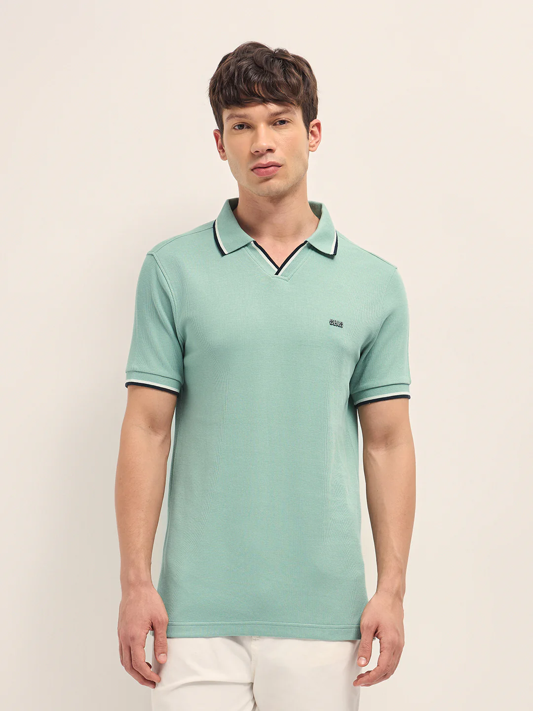 Men Cotton Solid Polo T-Shirt - Image 6