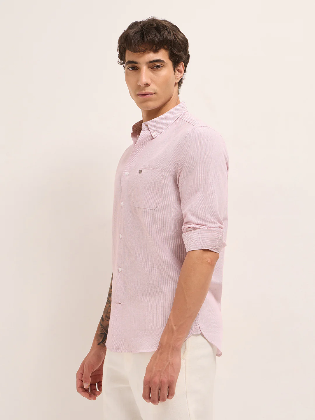 Men Cotton Striped Casual Shirt - Image 3