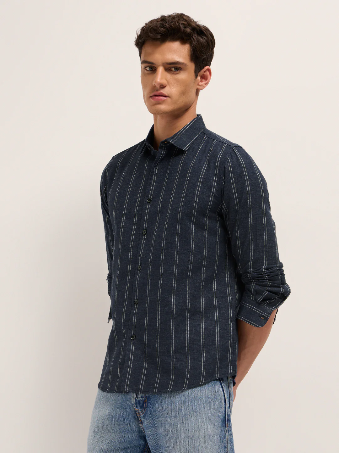 Men Cotton Striped Casual Shirt - Image 3