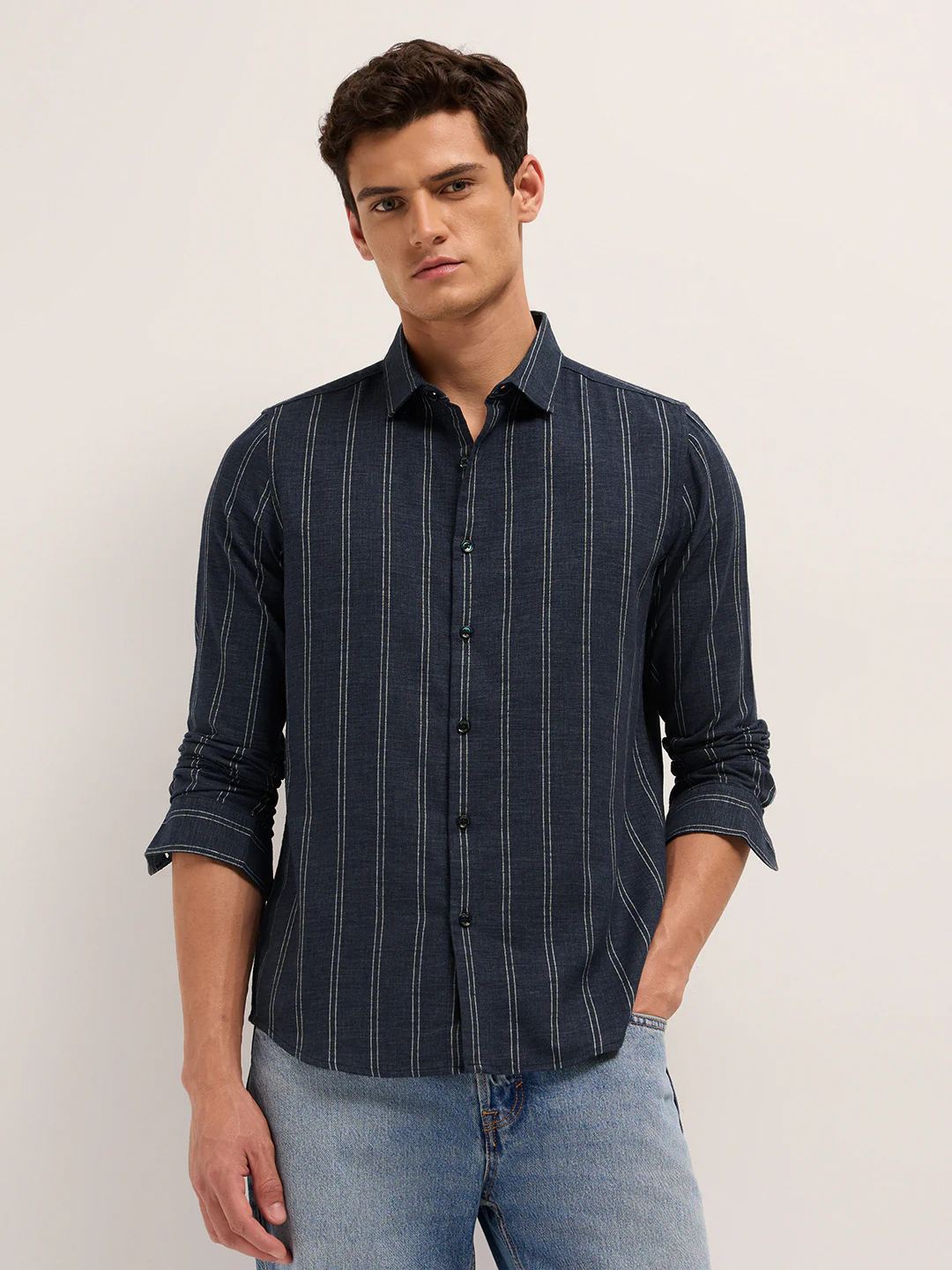 Men Cotton Striped Casual Shirt - Image 7
