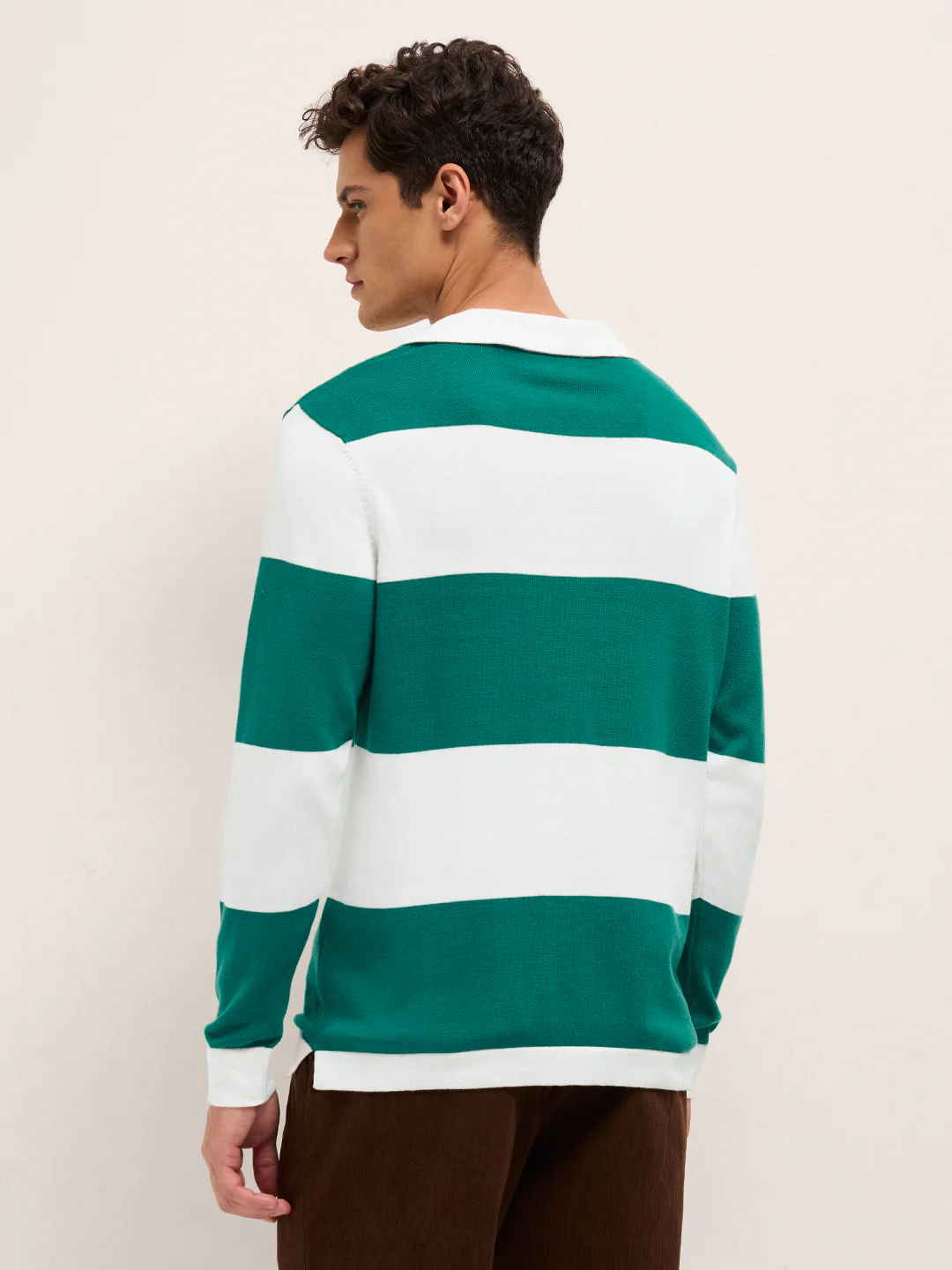 Men Cotton Striped Polo T-Shirt - Image 2