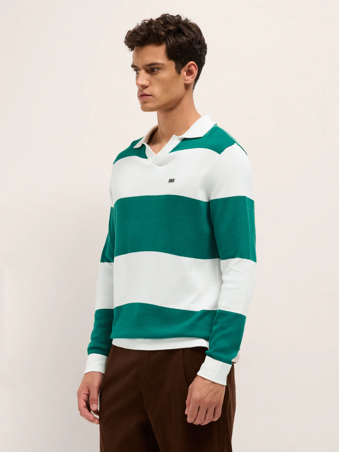 Men Cotton Striped Polo T-Shirt - Image 3