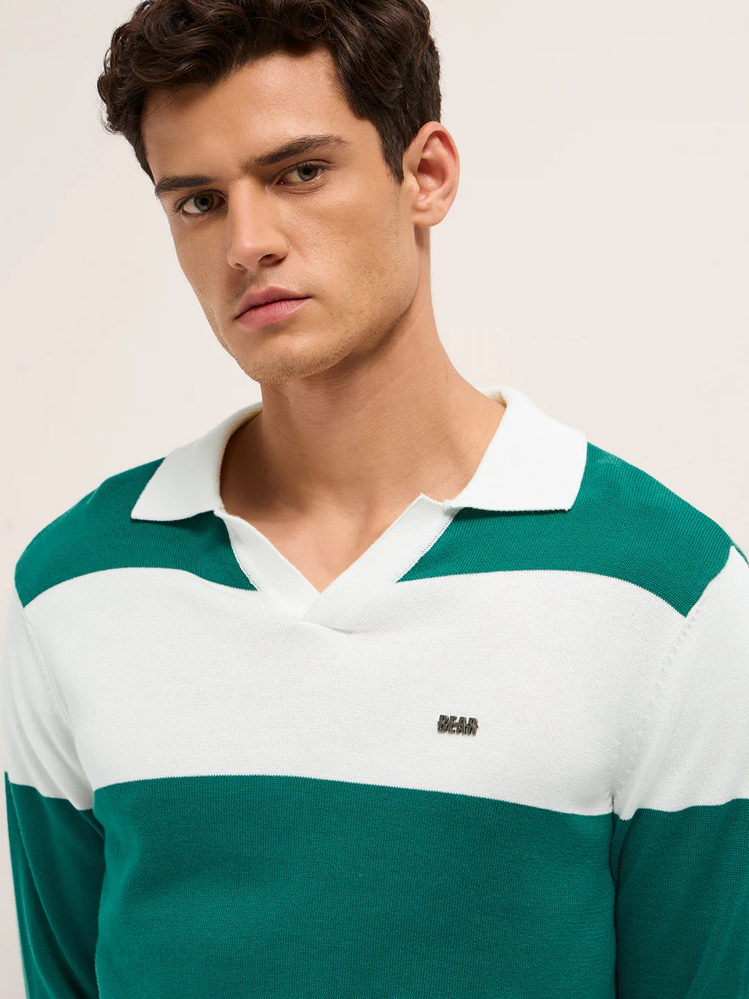 Men Cotton Striped Polo T-Shirt - Image 5
