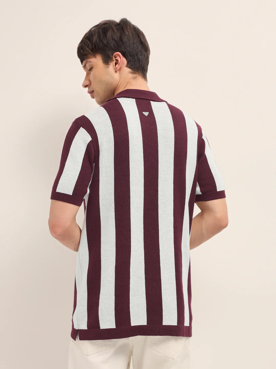 Men Cotton Striped Polo T-Shirt - Image 2