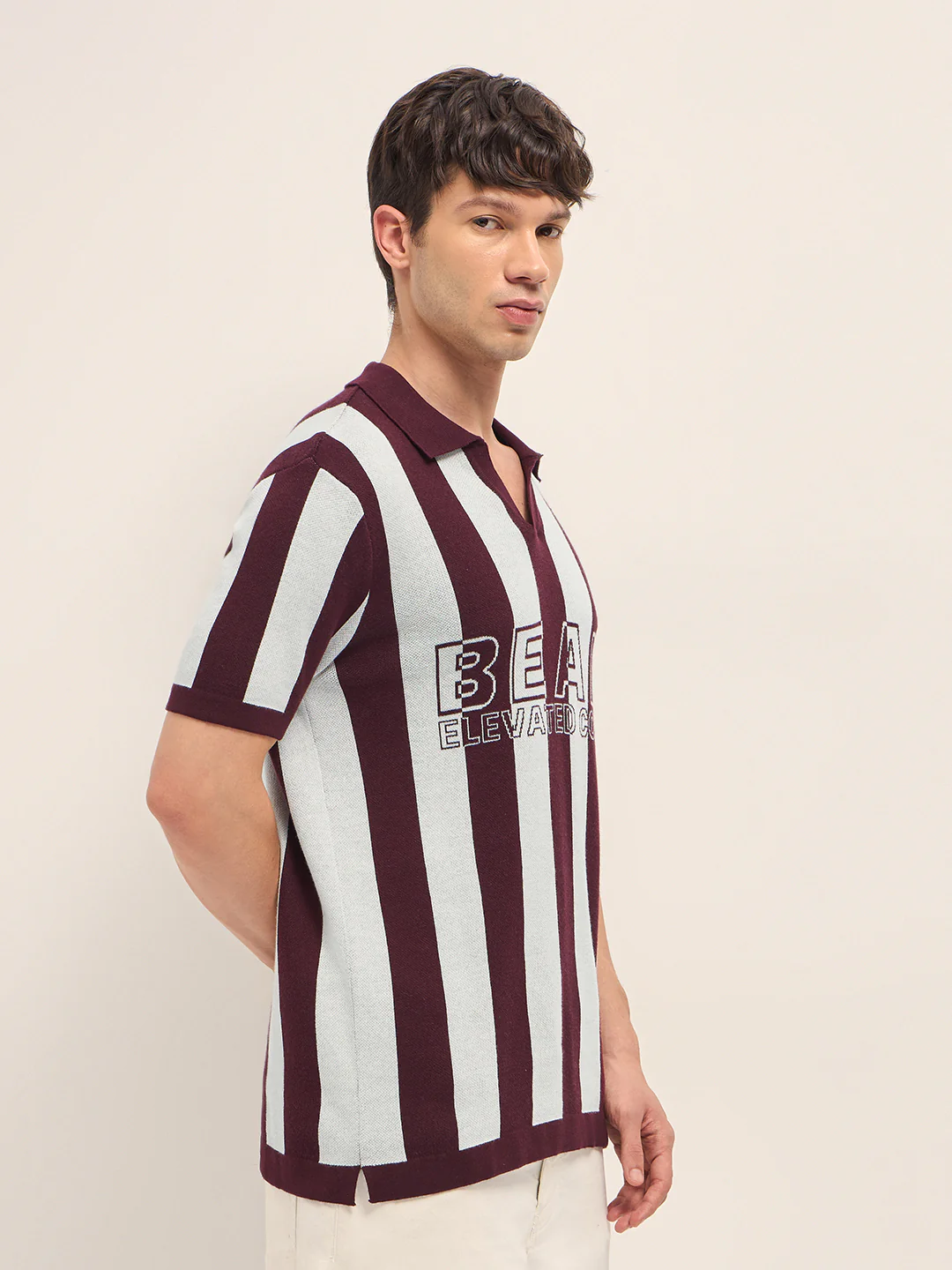 Men Cotton Striped Polo T-Shirt - Image 3