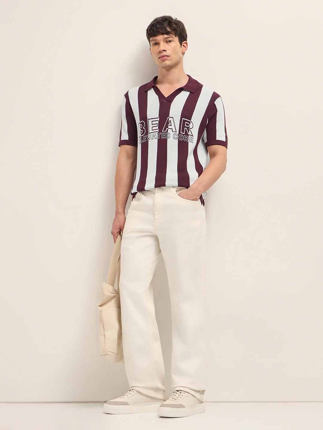 Men Cotton Striped Polo T-Shirt - Image 4