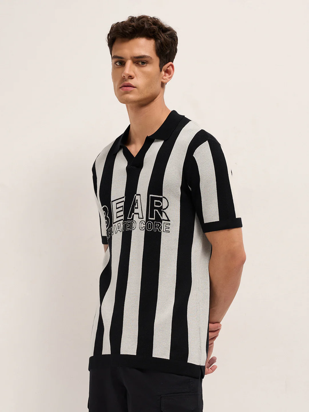 Men Cotton Striped Polo T-Shirt - Image 3