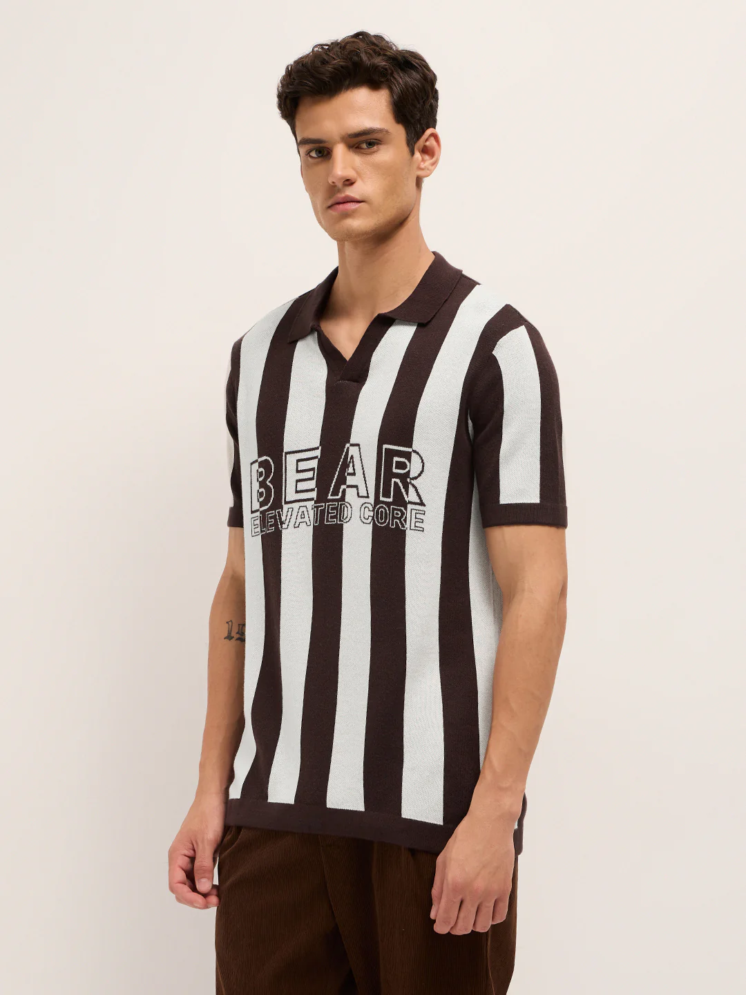Men Cotton Striped Polo T-Shirt - Image 3